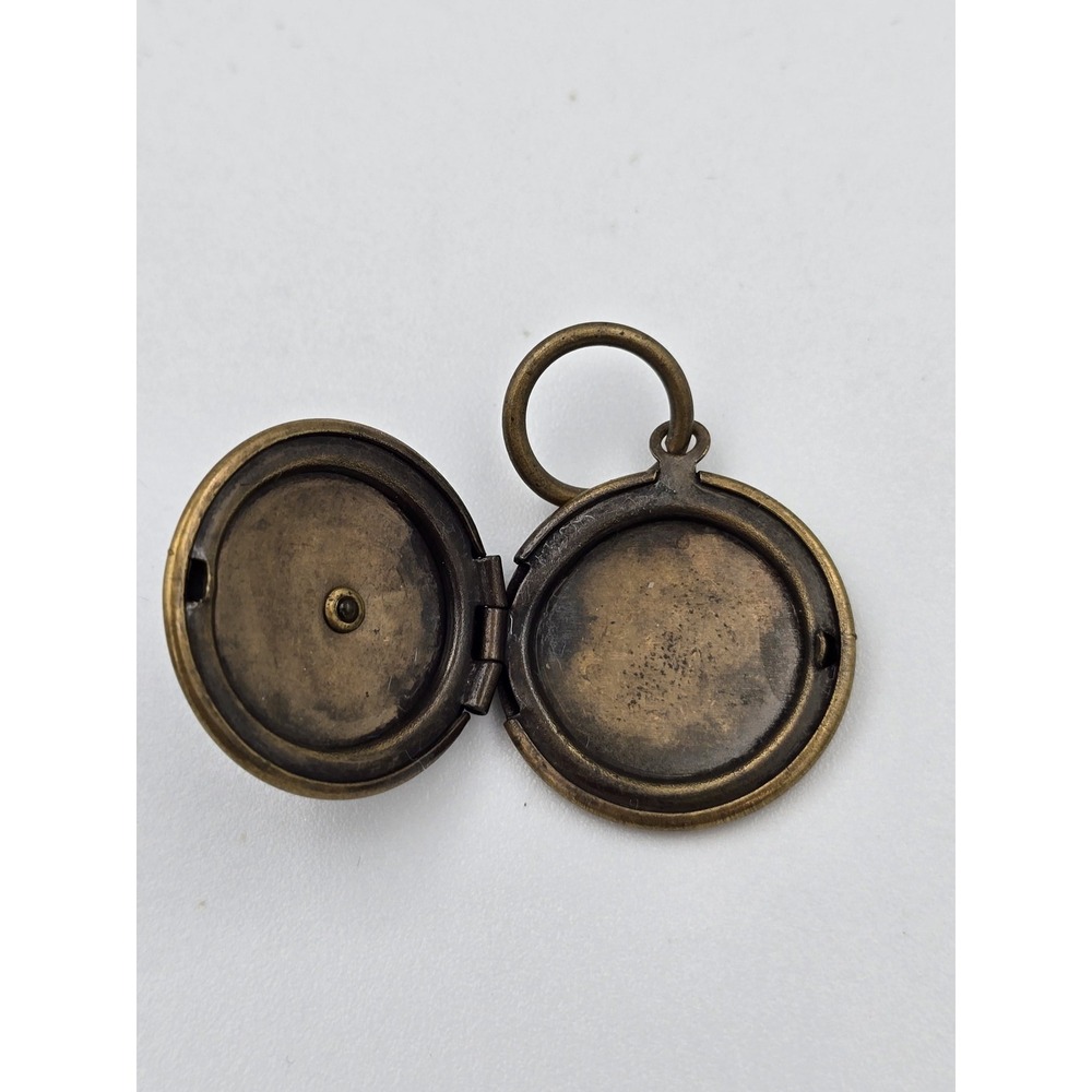Vintage Brass Copper Flower Sweetheart Locket Pendant‎ Rhinestone Floral Small - Picture 4 of 6